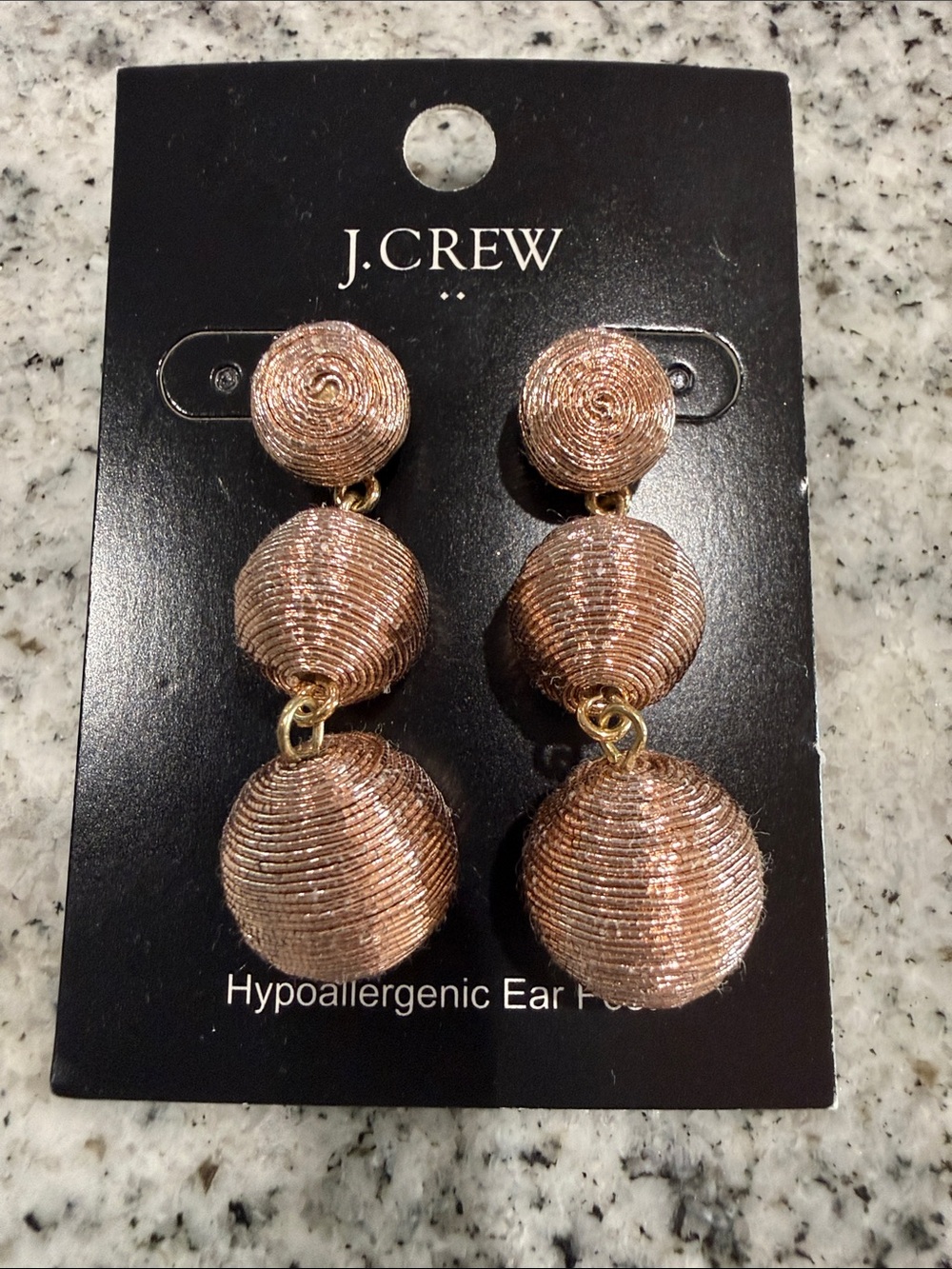 J. Crew Rose Gold Triple Ball Drop Earrings